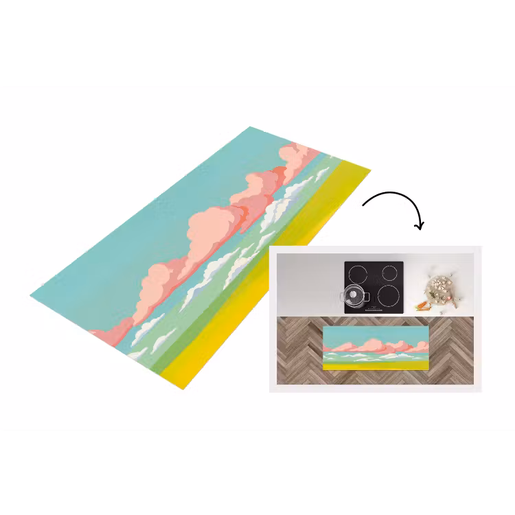 Wolken - Roze - Natuur - Modern - Pastel Keukenloper - keukenmat middel -3d