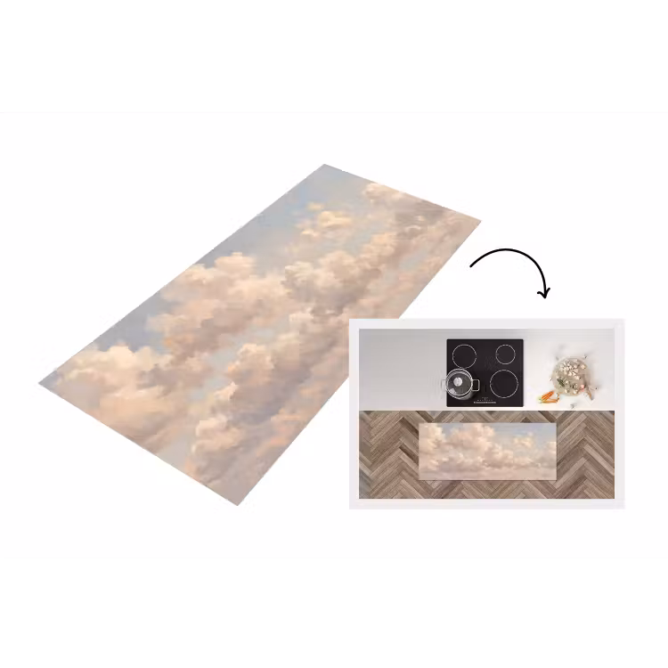 Wolken - Zacht - Natuur - Klassiek - Beige Keukenloper - keukenmat middel -3d