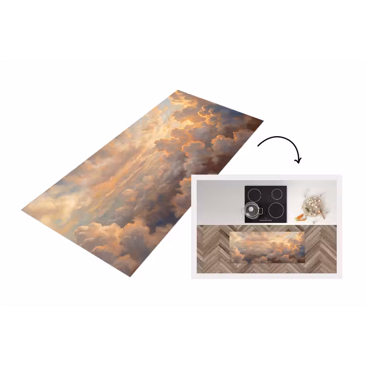 Wolken - Zonsondergang - Natuur - Abstract - Goud Keukenloper - keukenmat middel -3d
