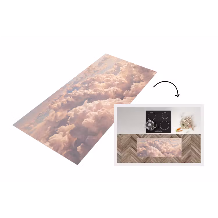 Wolken - Zonsondergang - Natuur - Pastel - Roze Keukenloper - keukenmat middel -3d