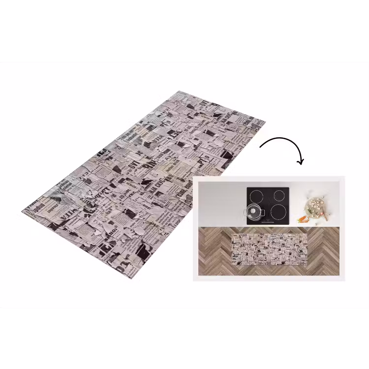 Krant - Gescheurd - Textuur - Abstract - Zwart-wit Keukenloper - keukenmat middel -3d