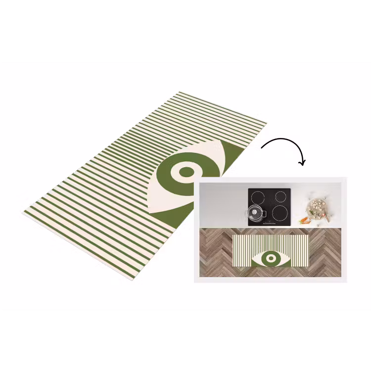Abstract - Oog - Strepen - Modern - Groen Keukenloper - keukenmat middel -3d