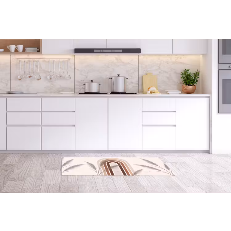 Abstract - Bogen - Plant - Boho - Beige Keukenloper - keukenmat middel -sfeer3