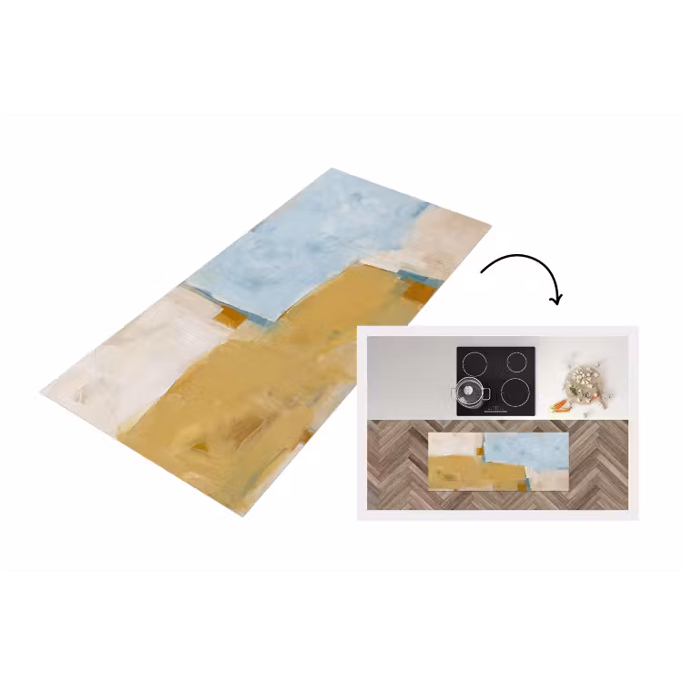 Abstract - Kleuren - Kunst - Modern - Blauw Keukenloper - keukenmat middel -3d