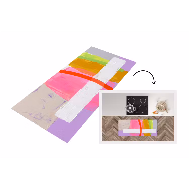 Abstract - Kleurrijk - Vormen - Modern - Kunst Keukenloper - keukenmat middel -3d