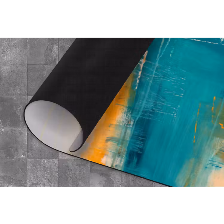 Abstract - Kleurrijk - Modern - Kunst - Oranje Keukenloper - keukenmat middel -closeup