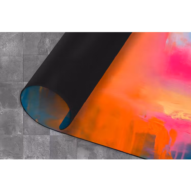 Abstract - Kleurvlakken - Modern - Oranje - Blauw Keukenloper - keukenmat middel -closeup