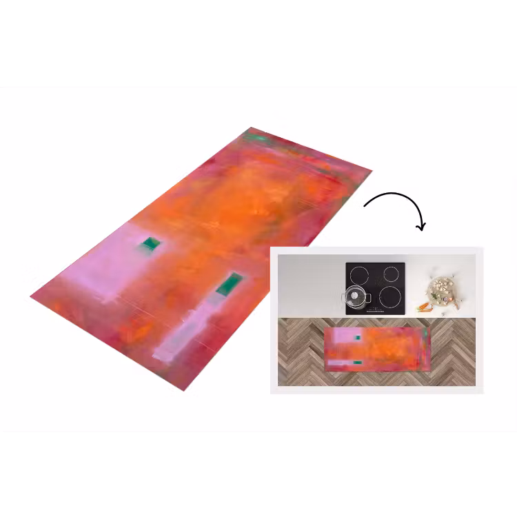 Abstract - Vlakken - Kunst - Modern - Oranje Keukenloper - keukenmat middel -3d