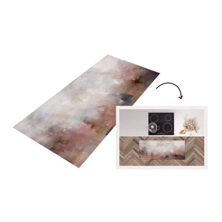 Abstract - Vloeiend - Kunst - Modern - Beige Keukenloper - keukenmat middel -3d