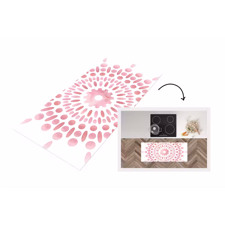 Abstract - Vormen - Patroon - Aquarel - Roze Keukenloper - keukenmat middel -3d