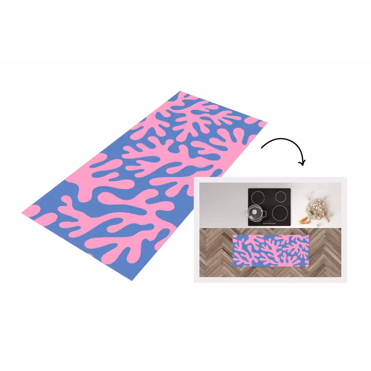 Abstract - Vormen - Roze - Blauw Keukenloper - keukenmat middel -3d