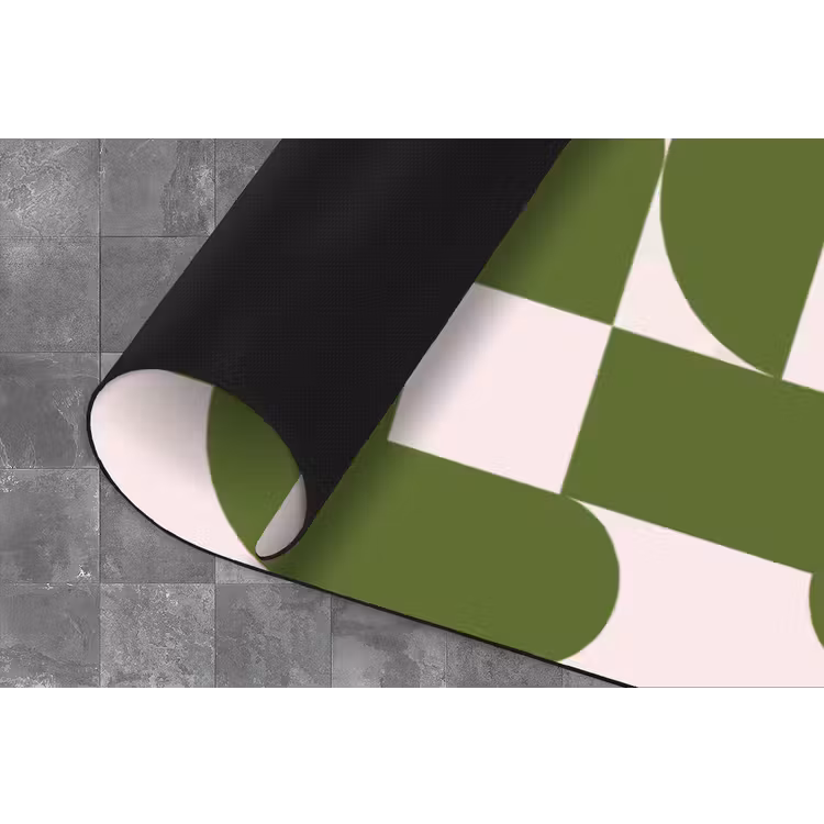 Abstract - Geometrie - Modern - Groen - Wit Keukenloper - keukenmat middel -closeup