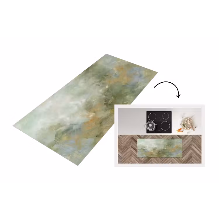 Abstract - Groen - Beige - Modern - Kunst Keukenloper - keukenmat middel -3d