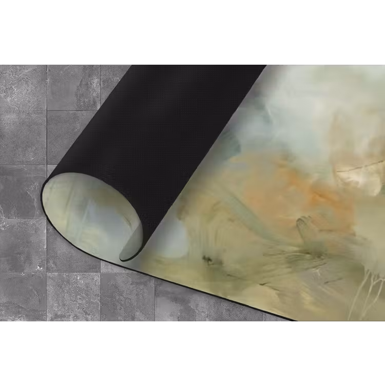 Abstract - Groen - Beige - Modern - Kunst Keukenloper - keukenmat middel -closeup
