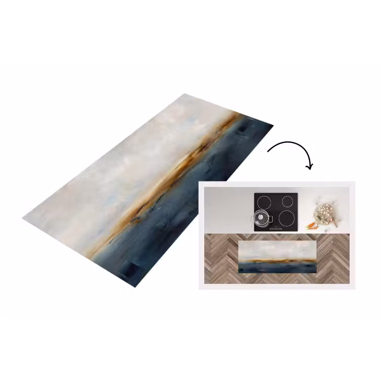 Abstract - Horizon - Water - Modern - Beige Keukenloper - keukenmat middel -3d