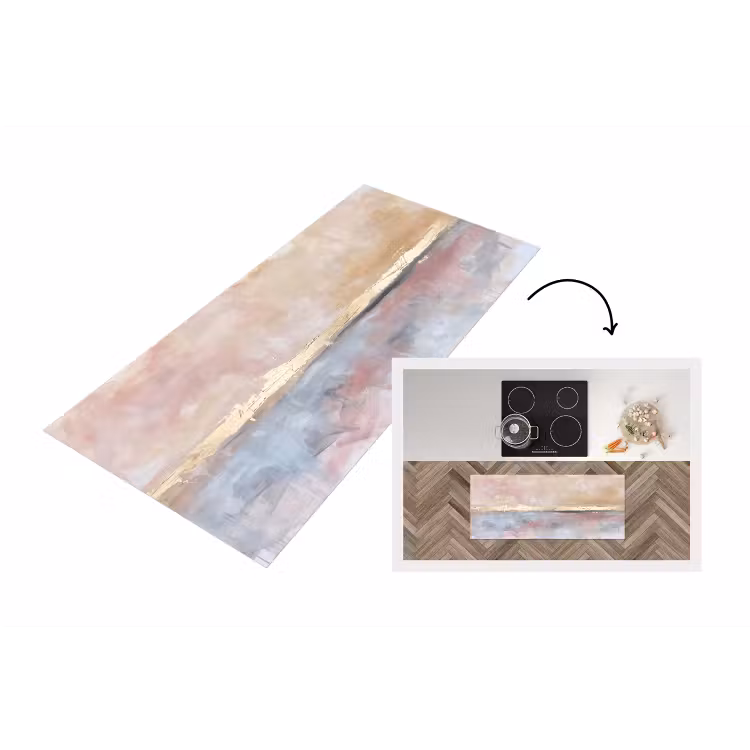 Abstract - Horizontaal - Kunst - Roze - Goud Keukenloper - keukenmat middel -3d