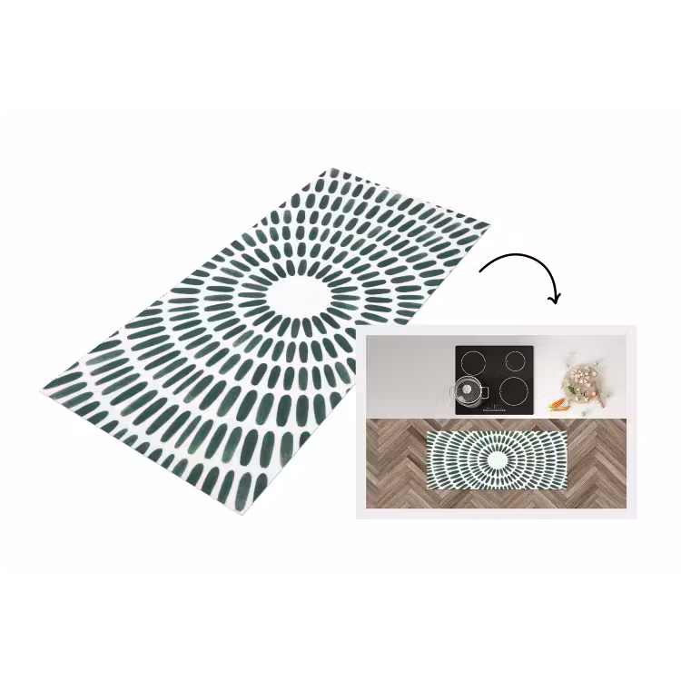 Abstract - Cirkel - Patroon - Modern - Groen Keukenloper - keukenmat middel -3d