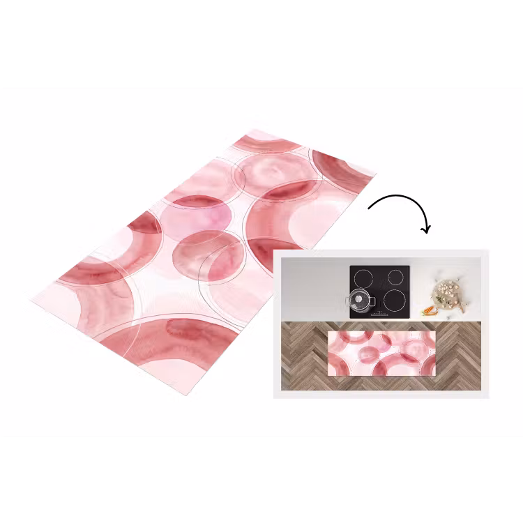 Abstract - Cirkels - Modern - Roze - Kunst Keukenloper - keukenmat middel -3d