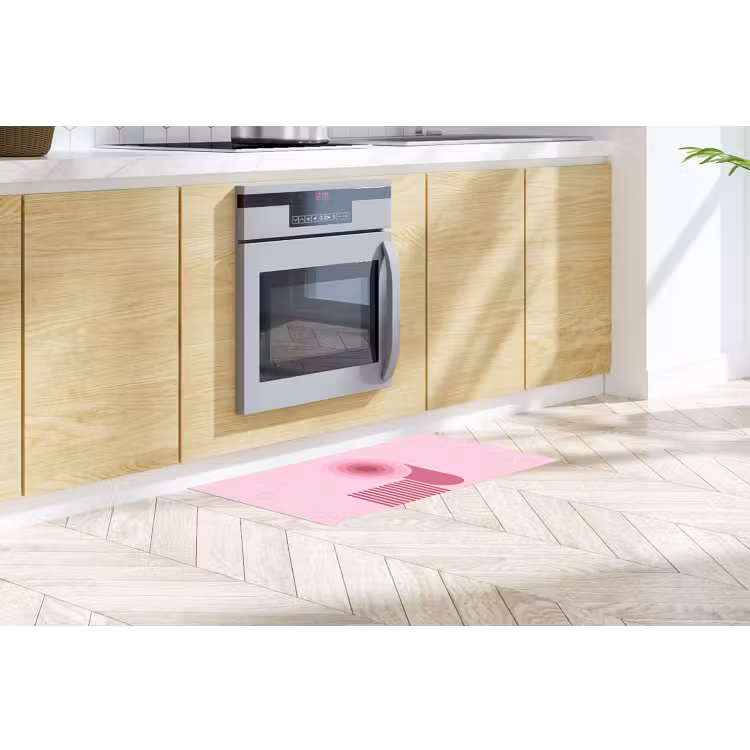 Abstract - Cirkels - Strepen - Modern - Roze Keukenloper - keukenmat middel -sfeer2