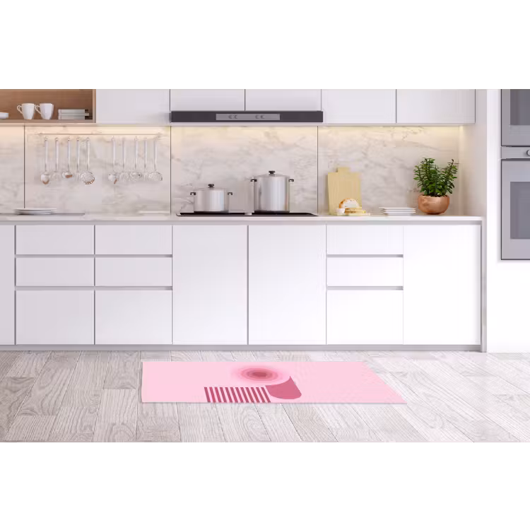 Abstract - Cirkels - Strepen - Modern - Roze Keukenloper - keukenmat middel -sfeer3