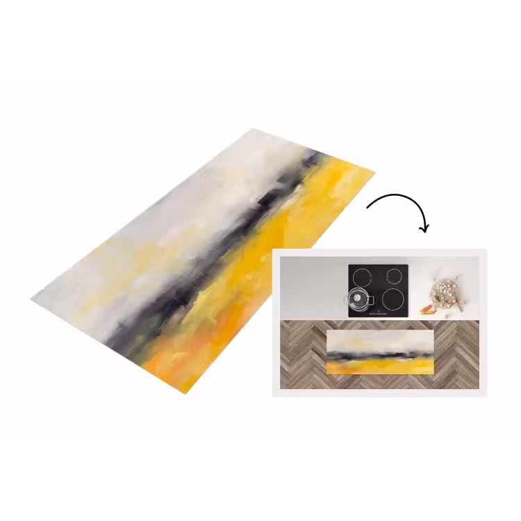 Abstract - Landschap - Modern - Geel Keukenloper - keukenmat middel -3d