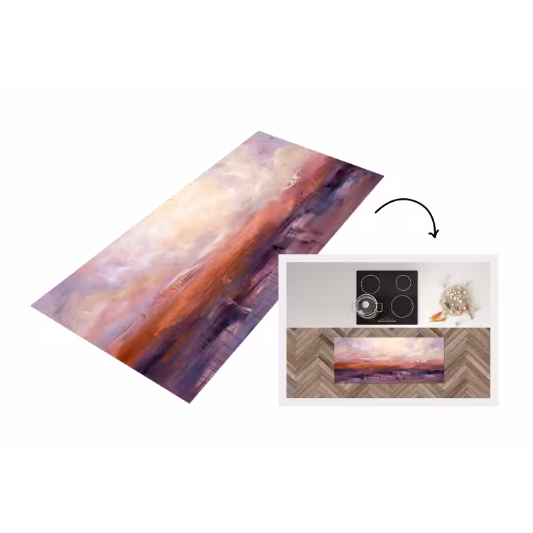 Abstract - Landschap - Modern - Paars - Oranje Keukenloper - keukenmat middel -3d