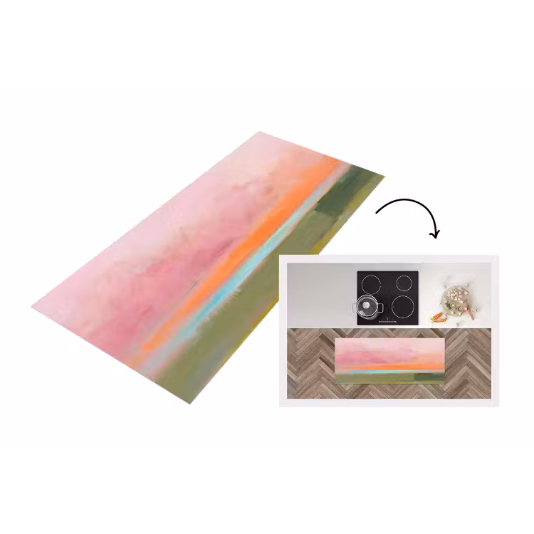 Abstract - Landschap - Modern - Roze - Oranje Keukenloper - keukenmat middel -3d