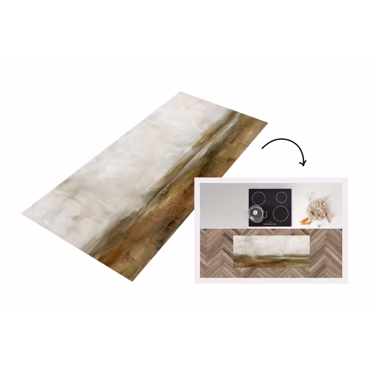 Abstract - Landschap - Natuur - Beige - Bruin Keukenloper - keukenmat middel -3d