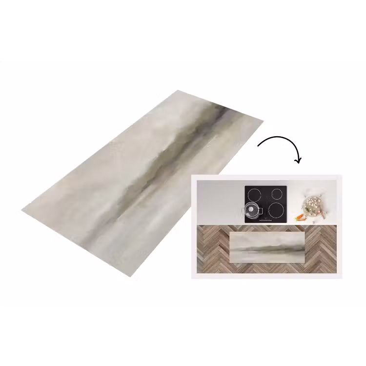 Abstract - Landschap - Nevel - Modern - Grijs Keukenloper - keukenmat middel -3d