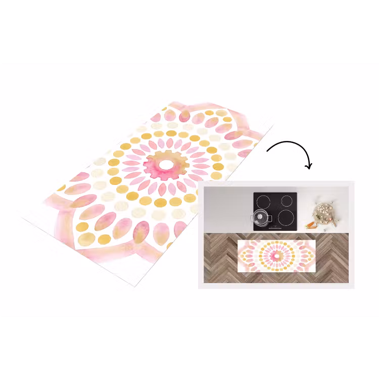 Abstract - Mandala - Kunst - Modern - Roze Keukenloper - keukenmat middel -3d