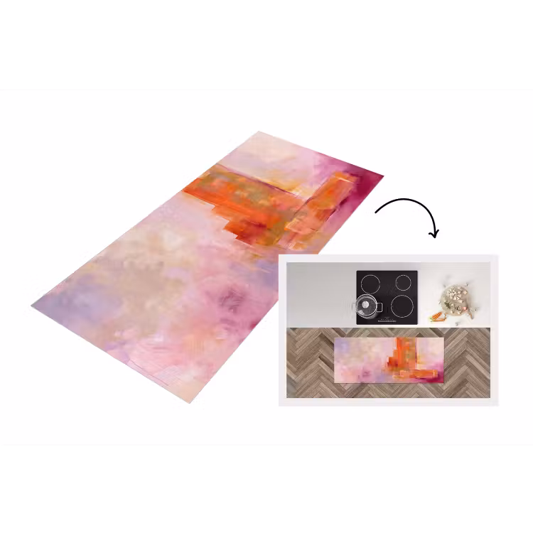 Abstract - Borstelstreken - Kunst - Paars - Goud Keukenloper - keukenmat middel -3d