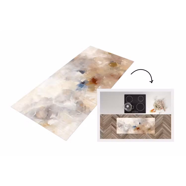 Abstract - Borstelstreken - Modern - Beige - Kunst Keukenloper - keukenmat middel -3d