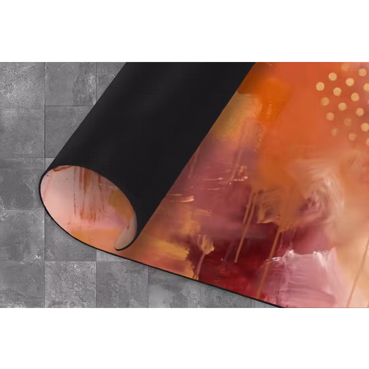 Abstract - Rood - Goud - Modern - Kunst Keukenloper - keukenmat middel -closeup
