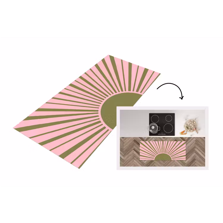 Abstract - Stralen - Grafisch - Roze - Groen Keukenloper - keukenmat middel -3d