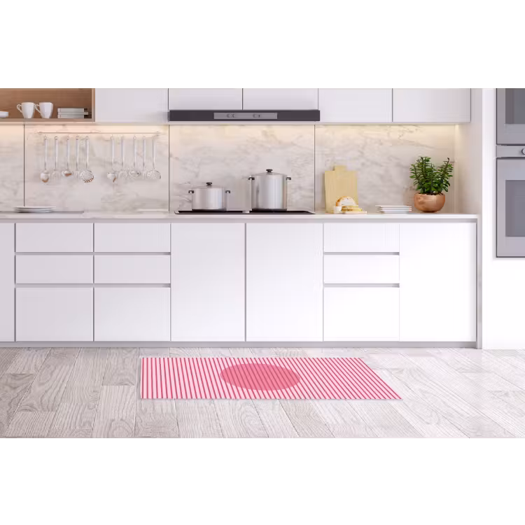 Abstract - Strepen - Ovaal - Roze - Modern Keukenloper - keukenmat middel -sfeer3