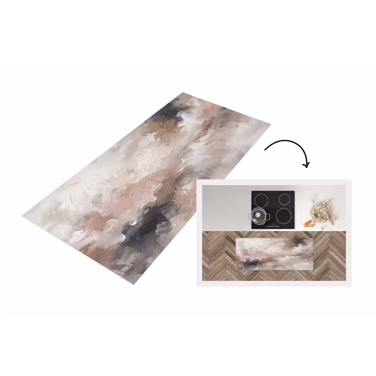 Abstract - Textuur - Kunst - Modern - Beige Keukenloper - keukenmat middel -3d