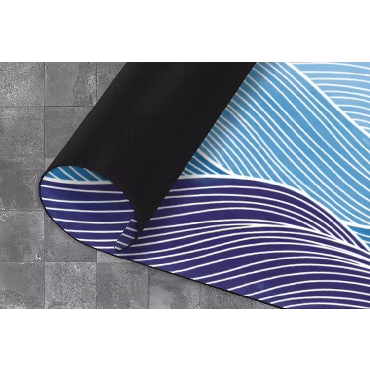 Abstract - Golven - Patroon - Blauw - Modern Keukenloper - keukenmat middel -closeup
