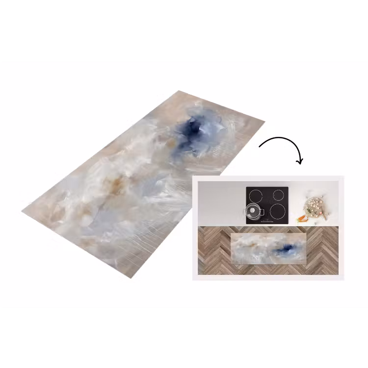 Abstract - Wolken - Sfeer - Modern - Beige Keukenloper - keukenmat middel -3d
