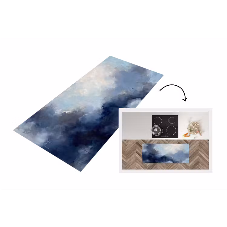 Abstract - Wolken - Modern - Blauw - Kunst Keukenloper - keukenmat middel -3d