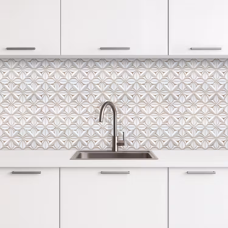 3D - Tegel - Bloem - Reliëf - Wit keuken achterwand 2 middel 871 -3d