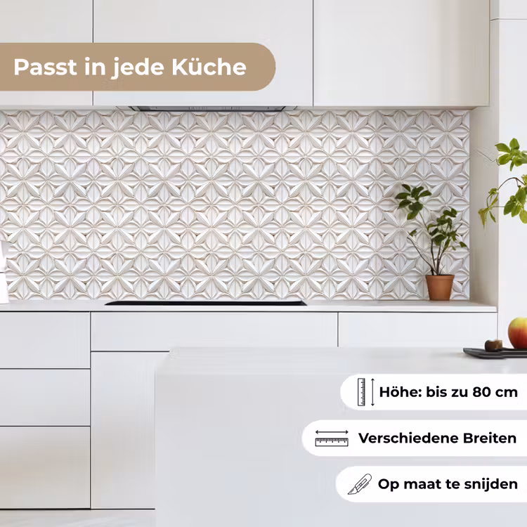 3D - Tegel - Bloem - Reliëf - Wit keuken achterwand 2 middel 871 -sfeer4_DE