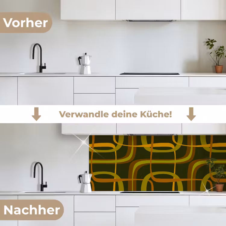 Jaren 70 - Retro - Groen keuken achterwand 2 middel 871 -voor-na_DE