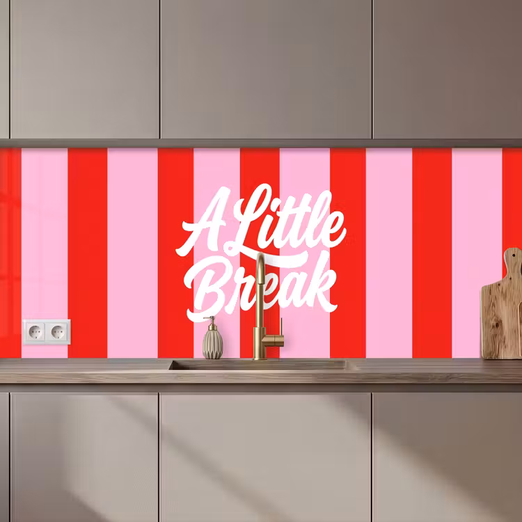A Little Break - Strepen - Rood - Roze keuken achterwand 2 middel zz_3dshopping