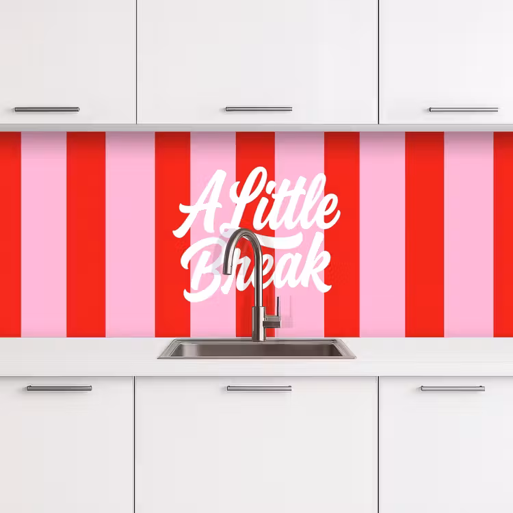 A Little Break - Strepen - Rood - Roze keuken achterwand 2 middel -3d