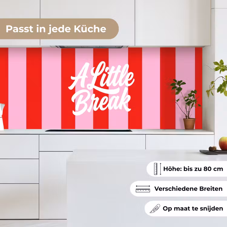 A Little Break - Strepen - Rood - Roze keuken achterwand 2 middel -sfeer4_DE