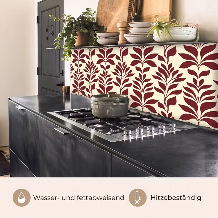 Abstract - Bladeren - Burgundy keuken achterwand 2 middel 871 -usp_DE