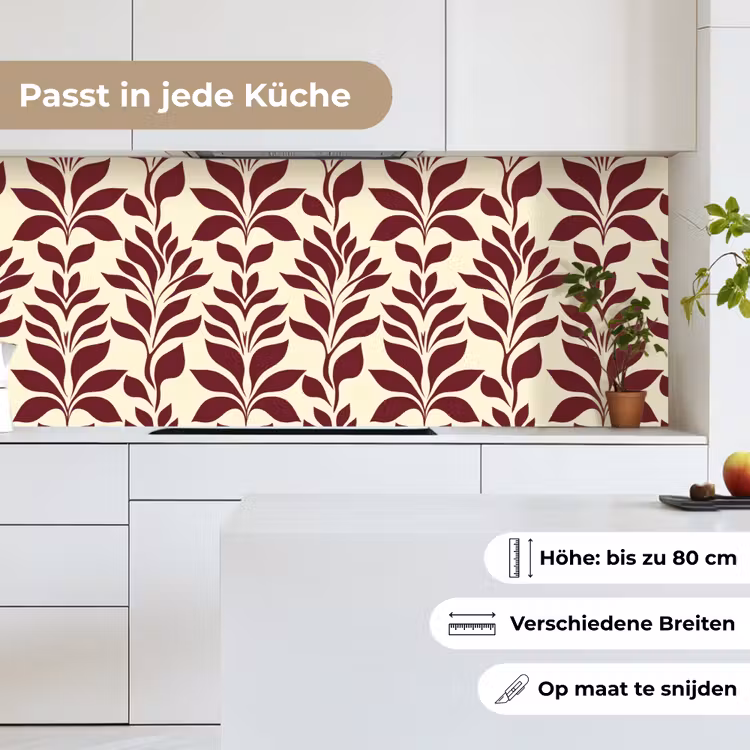 Abstract - Bladeren - Burgundy keuken achterwand 2 middel 871 -sfeer4_DE