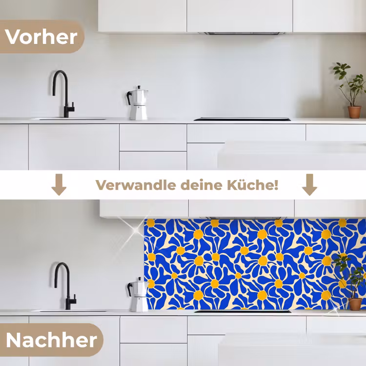 Abstract - Bloem - Blauw keuken achterwand 2 middel 871 -voor-na_DE