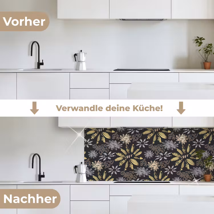Abstract - Bloemen - Patronen keuken achterwand 2 middel 871 -voor-na_DE