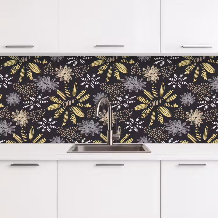 Abstract - Bloemen - Patronen keuken achterwand 2 middel 871 -3d